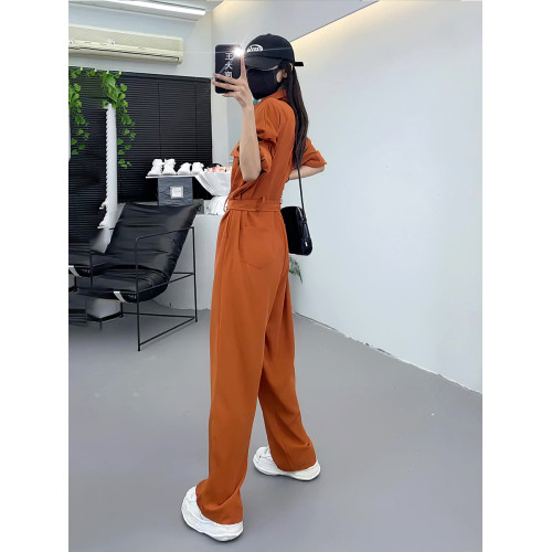 工裝連體褲女2025夏季薄款時尚寬松帥氣炸街顯高顯瘦連體衣濶腿褲