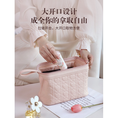 化妝包女2025新款高級可攜式隨身手提旅行化妝品收納包粉色洗漱袋