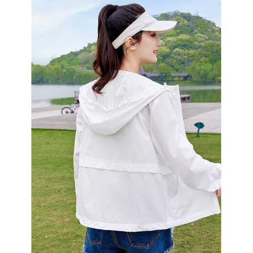 休閒防曬衣女款2025夏季新款連帽防曬衫透氣戶外防曬服涼感薄外套