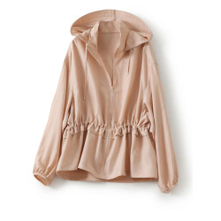 UPF50+防曬服100%桑蠶絲連帽防曬衣女夏季寬松休閒外穿真絲上衣