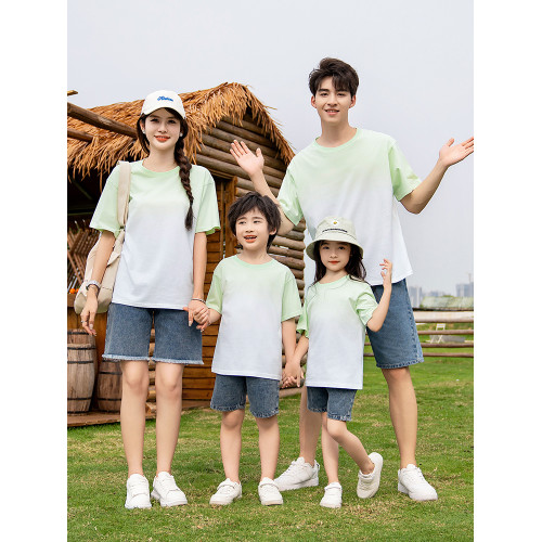 親子裝一家三口夏裝四口2025新款夏天母女t恤短袖套裝家庭裝夏季