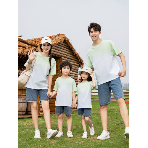 親子裝一家三口夏裝四口2025新款夏天母女t恤短袖套裝家庭裝夏季