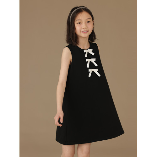 哈齒童裝兒童夏裝黑色背心裙女孩連衣裙女童禮服裙演出正裝高級感