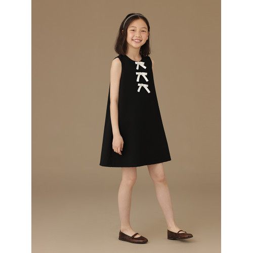 哈齒童裝兒童夏裝黑色背心裙女孩連衣裙女童禮服裙演出正裝高級感
