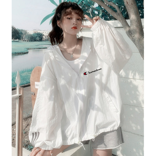 冠軍彩虹冰絲防曬衣女薄款夏季戶外騎車開衫防曬服寬松連帽外套潮