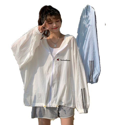 冠軍彩虹冰絲防曬衣女薄款夏季戶外騎車開衫防曬服寬松連帽外套潮