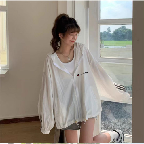 冠軍彩虹冰絲防曬衣女薄款夏季戶外騎車開衫防曬服寬松連帽外套潮