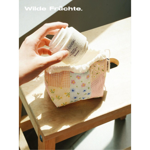 野菓Wilde Früchte.2024秋冬奶油系列碎花夾棉束口收納包化妝包