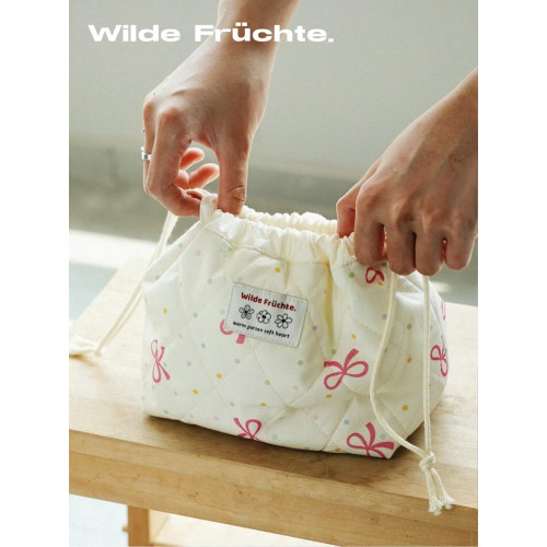 野菓Wilde Früchte.2024秋冬奶油系列碎花夾棉束口收納包化妝包