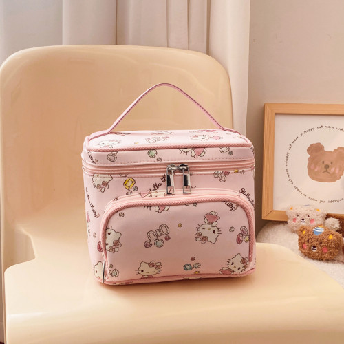正版HelloKitty化妝包凱蒂貓手提大容量可攜式護膚化妝品收納盒箱