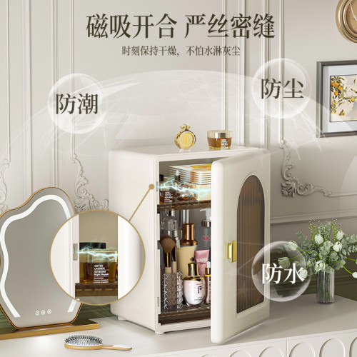 2024新款化妝品收納盒高級開門式可防塵化妝輕奢護膚品收納不透明