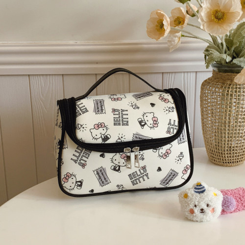 Hellokitty輕奢高級手提化妝包可愛卡通洗漱旅行可攜式護膚品收納箱
