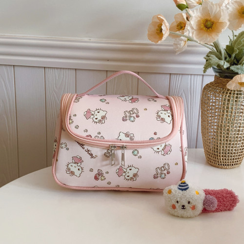 Hellokitty輕奢高級手提化妝包可愛卡通洗漱旅行可攜式護膚品收納箱