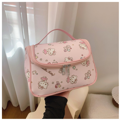 正版授權HelloKitty手提化妝包半定型大容量化妝箱出遊洗漱收納包