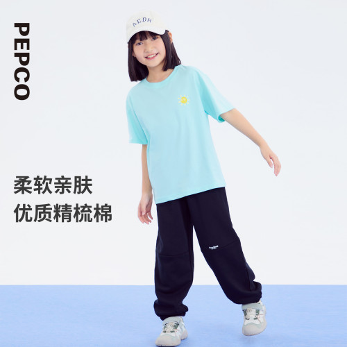 小豬班納童裝2025夏裝新款兒童短袖T恤中大童男童上衣女童親子裝