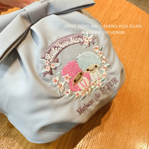 日系2025新款雙子星可愛少女心蝴蝶結印花收納包貝殼化妝包