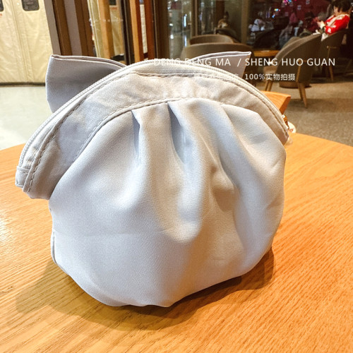 日系2025新款雙子星可愛少女心蝴蝶結印花收納包貝殼化妝包