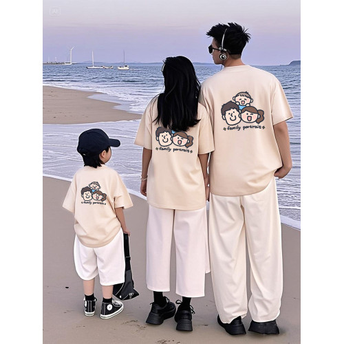 不一樣的親子裝2025超火夏季短袖T恤上衣打底衫母女一家三口網紅t
