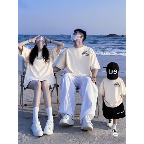 不一樣的親子裝2025超火夏季短袖T恤上衣打底衫母女一家三口網紅t