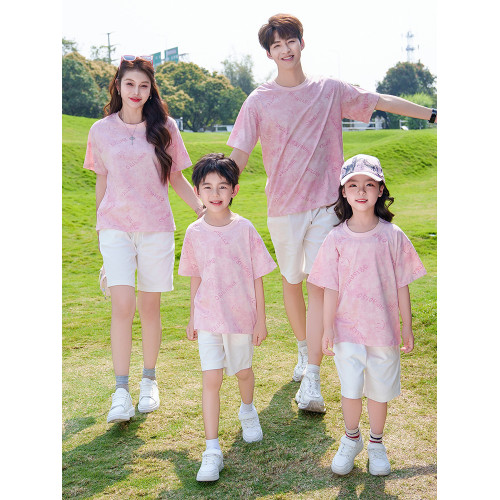 親子裝夏一家三口四口2025新款夏季短袖t恤母女套裝全家母子家庭