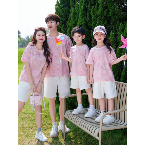 親子裝夏一家三口四口2025新款夏季短袖t恤母女套裝全家母子家庭
