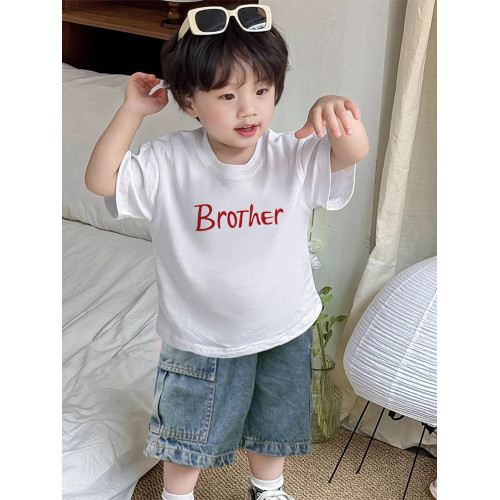 嬰兒一家三口親子裝夏寶寶滿月高級T恤小月齡百天影樓拍照親子服