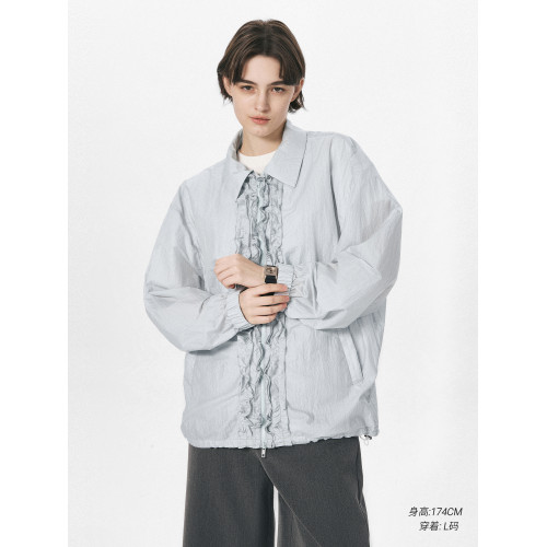 【李谿芮同款】sameuoo“月食”拼接寬鬆木耳邊防曬衣夏季女上衣