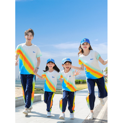親子裝一家三口四口運動套裝2025新款夏季洋氣母子母女親子活動服