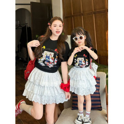 網紅2025夏裝新款親子裝一家三口四口小月齡寶寶百搭母子母女裝潮