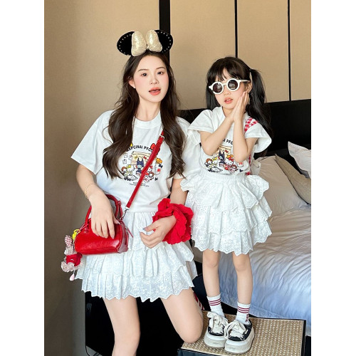 網紅2025夏裝新款親子裝一家三口四口小月齡寶寶百搭母子母女裝潮