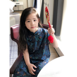 美妞之城女童氣質夏季薄款古風旗袍連衣裙親子裝2025新款童裝