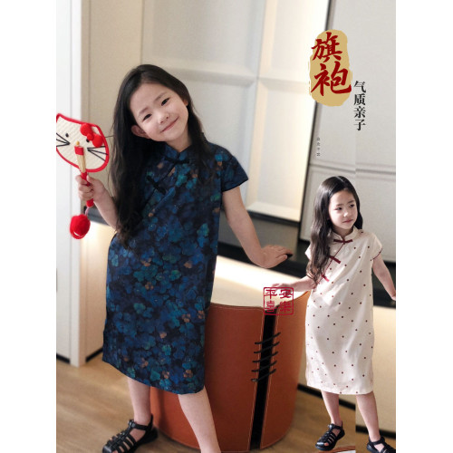 美妞之城女童氣質夏季薄款古風旗袍連衣裙親子裝2025新款童裝