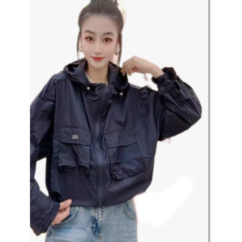 高級韓範夏季新款防曬衣女長袖連帽純色時尚百搭洋氣薄外套