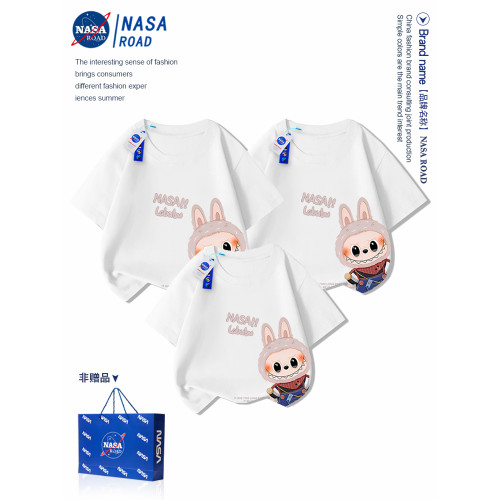 NASA親子裝一家三四口純棉短袖2025新款夏天全家裝拉布布t恤衣服