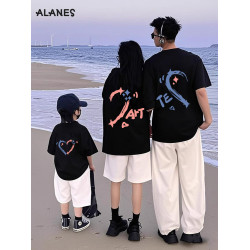 不一樣的親子裝T恤夏季一家三口母子裝2025新款網紅白色短袖上衣t