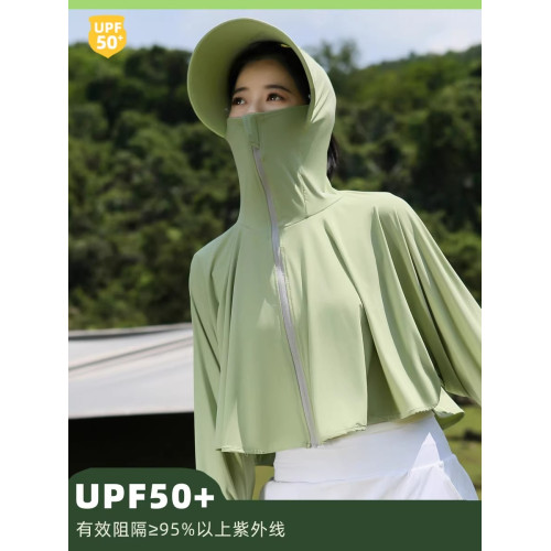 德國防曬衣女夏季2025新款大帽簷冰絲外套輕薄防紫外線鬭篷防曬服