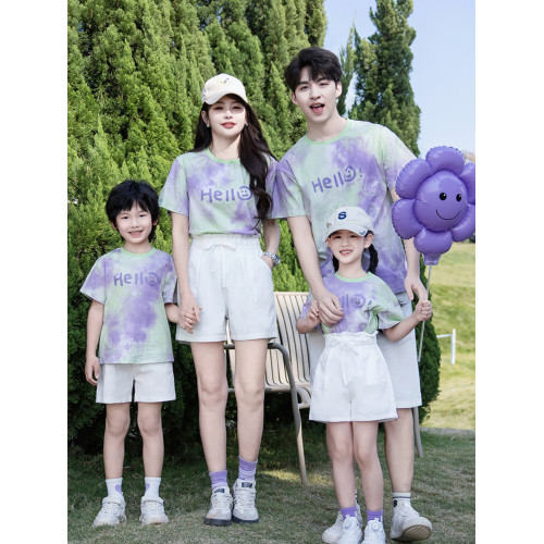 洋氣休閒親子裝一家三口四口2025夏季純棉短袖t恤母女母子家庭裝