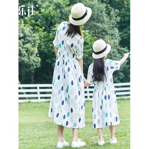 小樂往原創親子裝63課 海邊度假草原旅遊新疆拍照穿搭母女連衣裙