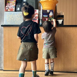 炸街親子裝2025新款夏季母女母子裝短袖T恤寬松一家三口半袖上衣