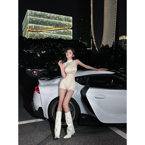 歐美辣妹風白色網紗拼接連體衣女2025新款修身顯瘦包臀褲