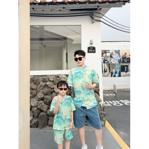 親子裝一家三口夏裝母子母女裝新中式風小月齡套裝連衣裙旗袍