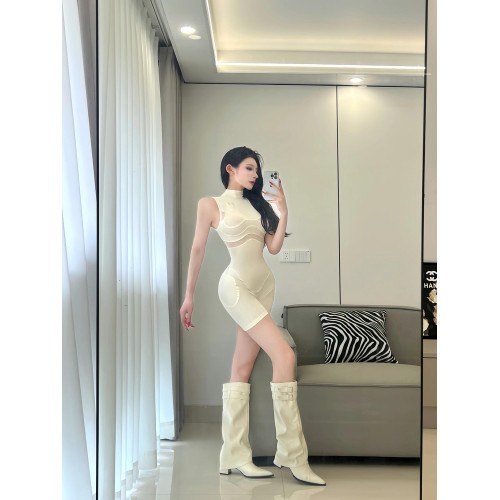歐美辣妹風白色無袖連體衣性感氣質修身顯瘦包臀短褲子女夏季新款
