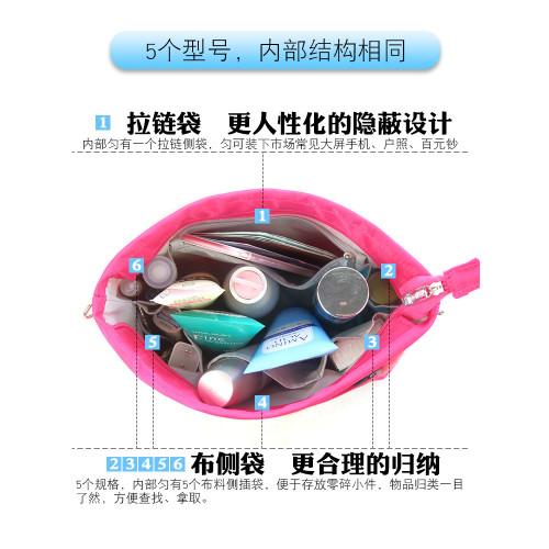 紅蝌蚪包中包內膽包收納包大容量化妝包女可攜式多功能整理包內袋包