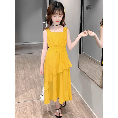 女童連衣裙夏季薄款2025新款大童兒童吊帶裙夏款裙子套裝女孩夏裝