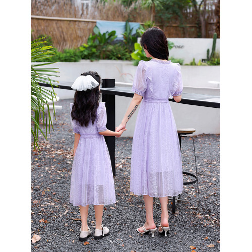 不一樣的高級親子裝連衣裙洋氣2025夏裝女童母女裝蕾絲小香風裙子