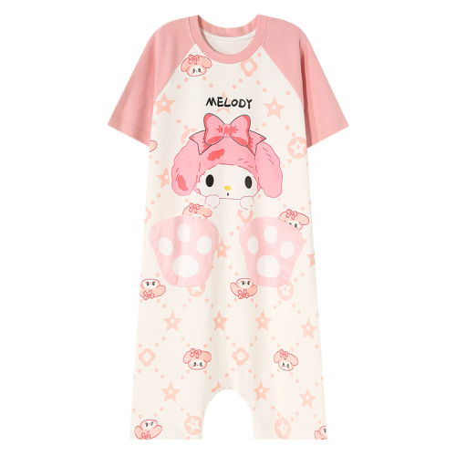 親子裝連體兒童睡衣男女寶寶中小大童卡通夏季純棉寬鬆媽媽連體衣