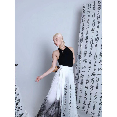 ROUR黑色連體衣中式上衣純色形體服女