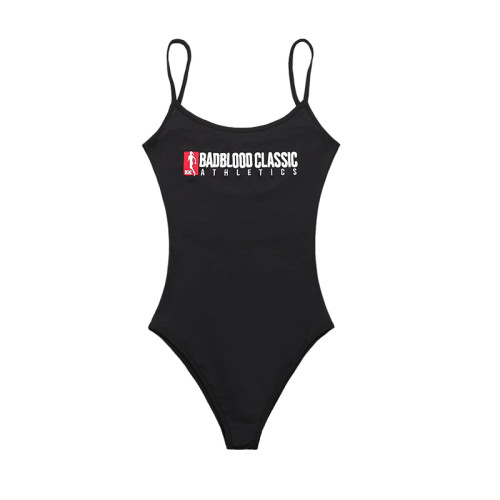 韓國BADBLOOD美式辣妹吊帶背心性感露背字母刺綉連體衣修身泳衣夏