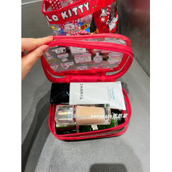 可愛kitty凱蒂貓化妝包PVC大容量防水手提收納包可攜式旅行洗漱包