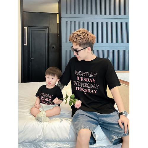 網紅度假親子裝2025新款夏天一家三口母女裝粉色半裙蝴蝶結短袖t